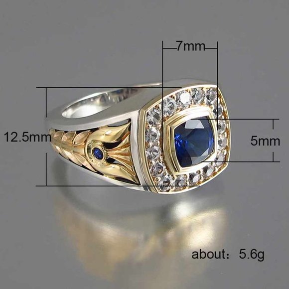 Luxury Engagement/Wedding Blue Stone Vintage Gold Ring for Women, VIP345 - Picture 10 of 10